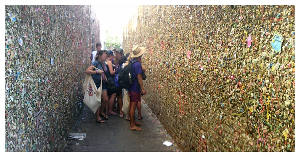 Blow Bubble Gums At The Gum Wall